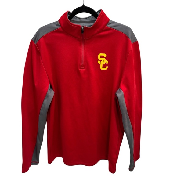 Fanatics Other - USC Trojans Fanatics Cardinal Logo Colorblock 1/4 Zip Jacket Men's Large